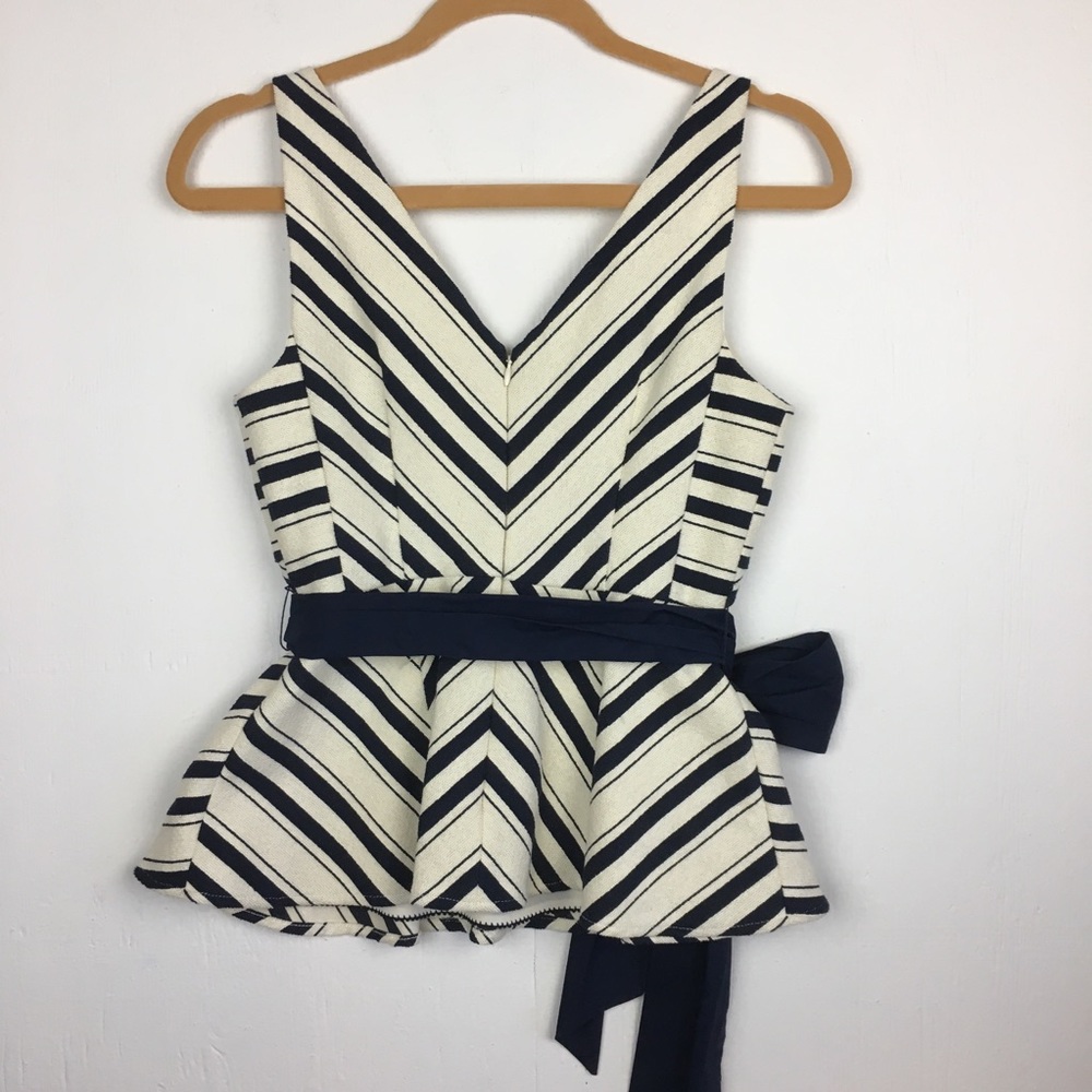 Anthropologie Maeve Mitered Stripe Peplum Top - Picture 5 of 6